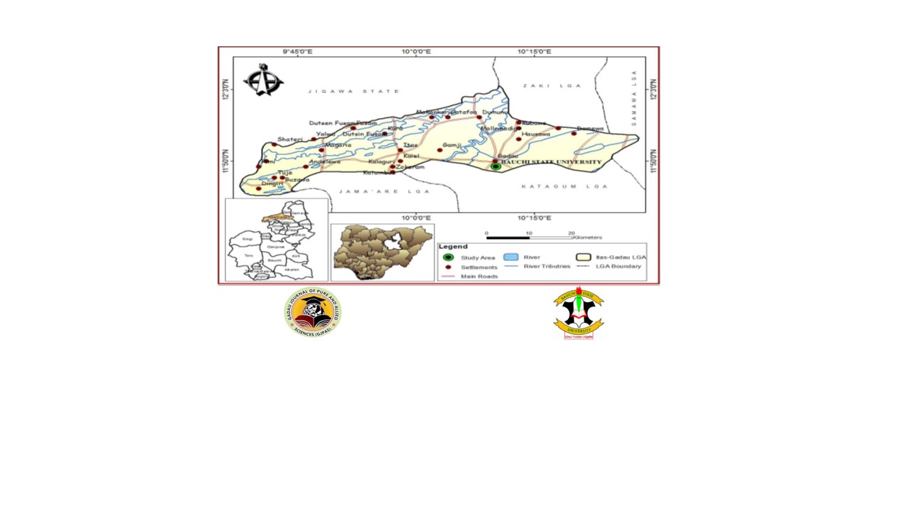 Map of Itas Gadau L.G.A showing Bauchi State University on spot